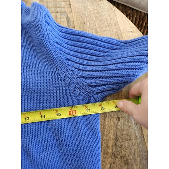 Lands' End Snowflake Turtleneck Knit Sweater Women's Size S 100% Cotton Holiday - Picture 6 of 8